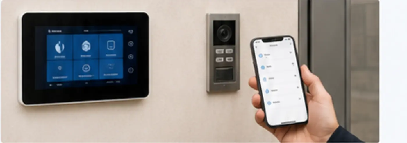 Geïntegreerd beveiligingssysteem met intercom en mobiele bediening